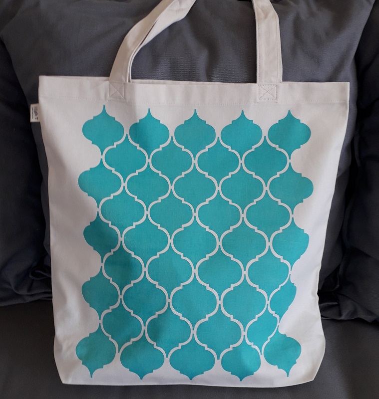 Shopper Bag - Moroccan Tiles in Aqua - High T